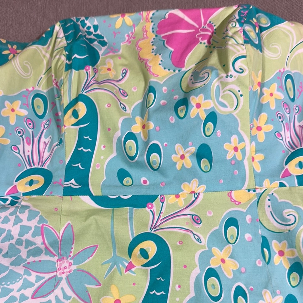 Lilly Pulitzer Strapless Pastel Peacock Dress Size 2 - Picture 4 of 7